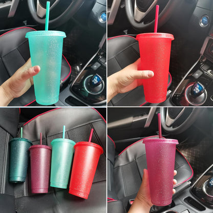 Tumbler with Straw and Lid,Water Bottle Iced Coffee Travel Mug Cup,Reusable Plastic Cups,Perfect for Parties,Birthdays,24oz-5 Pack (Rainbow, 5pack)