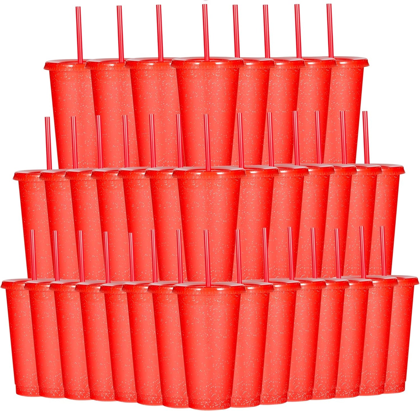 Tumbler with Straw and Lid,Water Bottle Iced Coffee Travel Mug Cup,Reusable Plastic Cups,Perfect for Parties,Birthdays,24oz-5 Pack (Rainbow, 5pack)