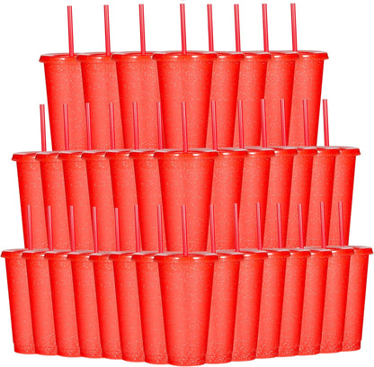 Tumbler with Straw and Lid,Water Bottle Iced Coffee Travel Mug Cup,Reusable Plastic Cups,Perfect for Parties,Birthdays,24oz-5 Pack (Rainbow, 5pack)