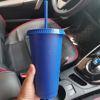 Tumbler with Straw and Lid,Water Bottle Iced Coffee Travel Mug Cup,Reusable Plastic Cups,Perfect for Parties,Birthdays,24oz-5 Pack (Rainbow, 5pack)
