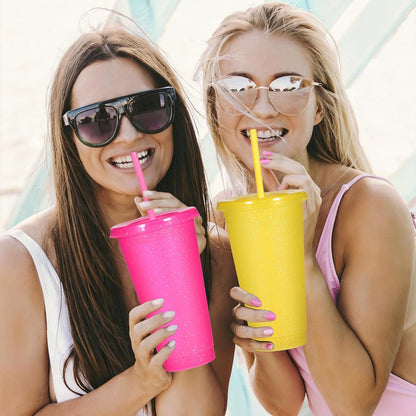 Tumbler with Straw and Lid,Water Bottle Iced Coffee Travel Mug Cup,Reusable Plastic Cups,Perfect for Parties,Birthdays,24oz-5 Pack (Rainbow, 5pack)