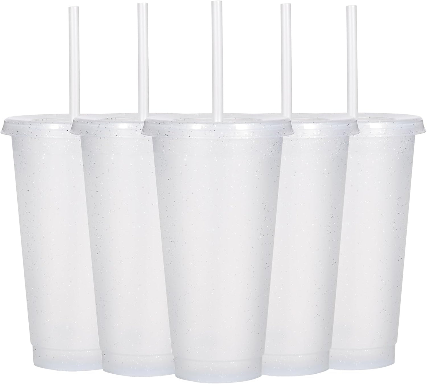 Tumbler with Straw and Lid,Water Bottle Iced Coffee Travel Mug Cup,Reusable Plastic Cups,Perfect for Parties,Birthdays,24oz-5 Pack (Rainbow, 5pack)