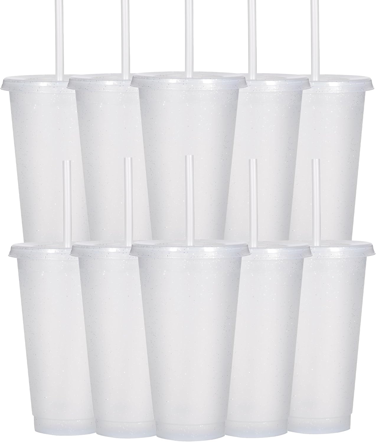 Tumbler with Straw and Lid,Water Bottle Iced Coffee Travel Mug Cup,Reusable Plastic Cups,Perfect for Parties,Birthdays,24oz-5 Pack (Rainbow, 5pack)
