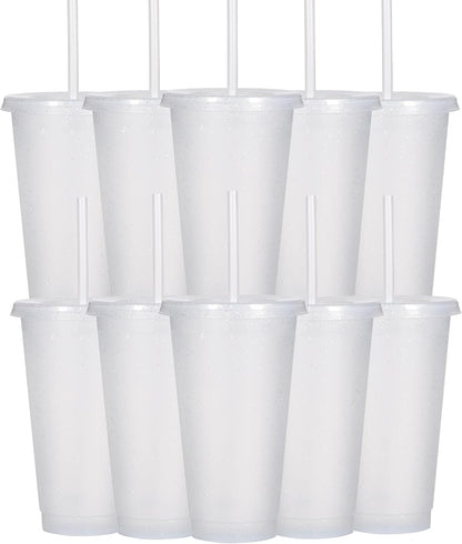 Tumbler with Straw and Lid,Water Bottle Iced Coffee Travel Mug Cup,Reusable Plastic Cups,Perfect for Parties,Birthdays,24oz-5 Pack (Rainbow, 5pack)