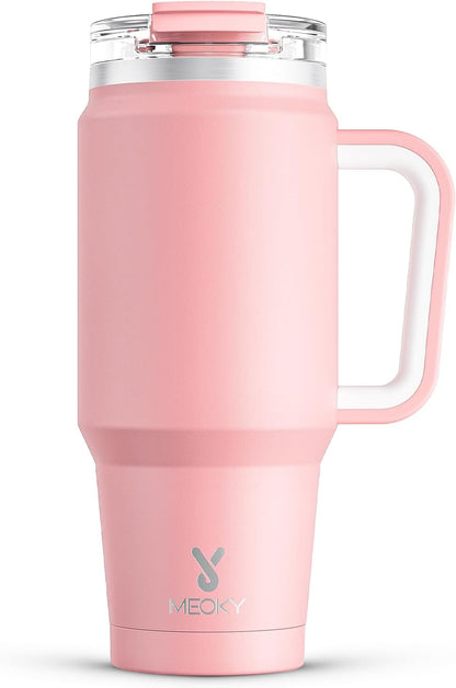 32 oz Tumbler with Handle, Insulated Tumbler with Lid and Straw, Stainless Steel Travel Mug, Keeps Cold for 24 Hours, 100% Leak Proof, Fits in Car Cup Holder (Night)