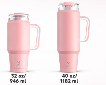 32 oz Tumbler with Handle, Insulated Tumbler with Lid and Straw, Stainless Steel Travel Mug, Keeps Cold for 24 Hours, 100% Leak Proof, Fits in Car Cup Holder (Night)