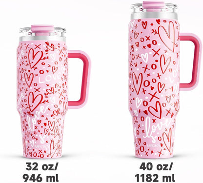32 oz Tumbler with Handle, Insulated Tumbler with Lid and Straw, Stainless Steel Travel Mug, Keeps Cold for 24 Hours, 100% Leak Proof, Fits in Car Cup Holder (Night)
