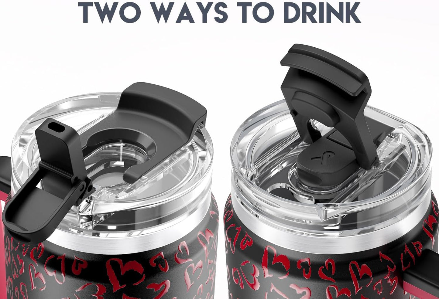 32 oz Tumbler with Handle, Insulated Tumbler with Lid and Straw, Stainless Steel Travel Mug, Keeps Cold for 24 Hours, 100% Leak Proof, Fits in Car Cup Holder (Night)