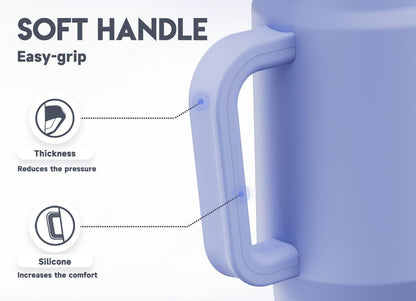 32 oz Tumbler with Handle, Insulated Tumbler with Lid and Straw, Stainless Steel Travel Mug, Keeps Cold for 24 Hours, 100% Leak Proof, Fits in Car Cup Holder (Night)