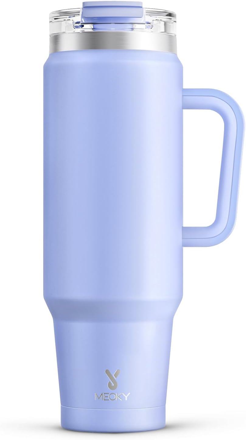 32 oz Tumbler with Handle, Insulated Tumbler with Lid and Straw, Stainless Steel Travel Mug, Keeps Cold for 24 Hours, 100% Leak Proof, Fits in Car Cup Holder (Night)