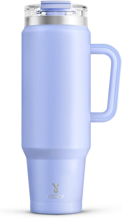 32 oz Tumbler with Handle, Insulated Tumbler with Lid and Straw, Stainless Steel Travel Mug, Keeps Cold for 24 Hours, 100% Leak Proof, Fits in Car Cup Holder (Night)