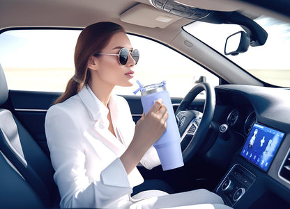 32 oz Tumbler with Handle, Insulated Tumbler with Lid and Straw, Stainless Steel Travel Mug, Keeps Cold for 24 Hours, 100% Leak Proof, Fits in Car Cup Holder (Night)