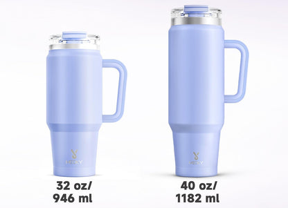 32 oz Tumbler with Handle, Insulated Tumbler with Lid and Straw, Stainless Steel Travel Mug, Keeps Cold for 24 Hours, 100% Leak Proof, Fits in Car Cup Holder (Night)