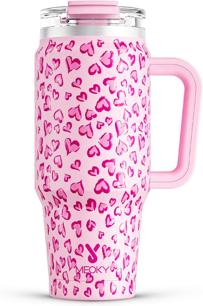 32 oz Tumbler with Handle, Insulated Tumbler with Lid and Straw, Stainless Steel Travel Mug, Keeps Cold for 24 Hours, 100% Leak Proof, Fits in Car Cup Holder (Night)