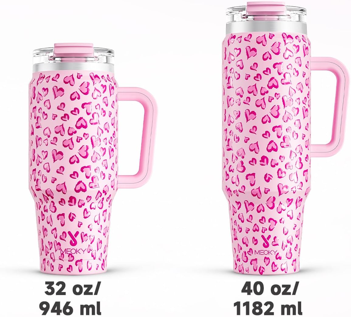 32 oz Tumbler with Handle, Insulated Tumbler with Lid and Straw, Stainless Steel Travel Mug, Keeps Cold for 24 Hours, 100% Leak Proof, Fits in Car Cup Holder (Night)