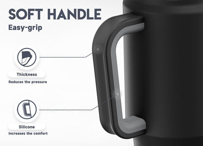 32 oz Tumbler with Handle, Insulated Tumbler with Lid and Straw, Stainless Steel Travel Mug, Keeps Cold for 24 Hours, 100% Leak Proof, Fits in Car Cup Holder (Night)