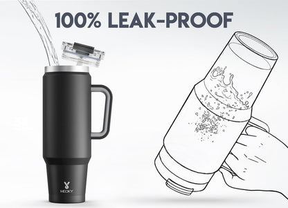 32 oz Tumbler with Handle, Insulated Tumbler with Lid and Straw, Stainless Steel Travel Mug, Keeps Cold for 24 Hours, 100% Leak Proof, Fits in Car Cup Holder (Night)
