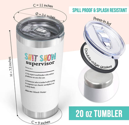 20 oz Insulated Tumbler - Hidden Message Coffee Mug 20oz- Funny Work Coffee Cup for Adults - Sarcastic Gag Gift for White Elephant, Coworkers & Friends, Family - FtS Travel Mug