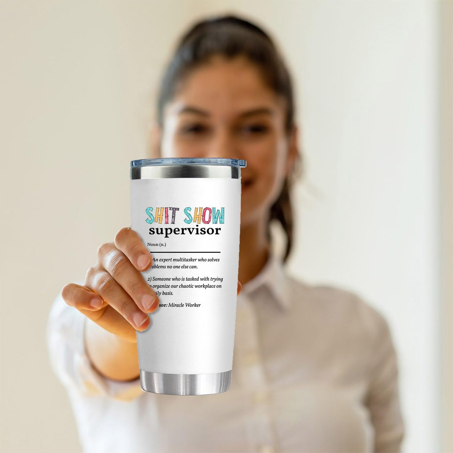 20 oz Insulated Tumbler - Hidden Message Coffee Mug 20oz- Funny Work Coffee Cup for Adults - Sarcastic Gag Gift for White Elephant, Coworkers & Friends, Family - FtS Travel Mug