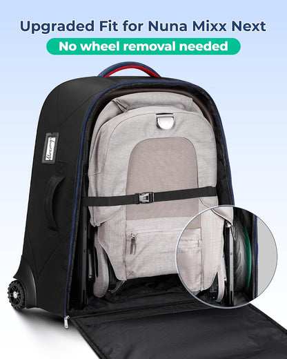 Padded Stroller Travel Bag with 2 Large Wheels, Extendable Handle