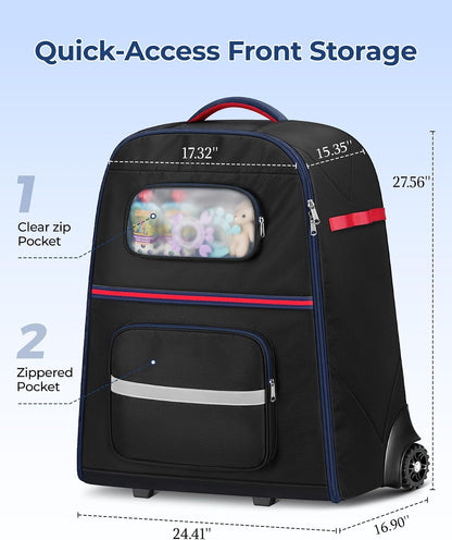 Padded Stroller Travel Bag with 2 Large Wheels, Extendable Handle