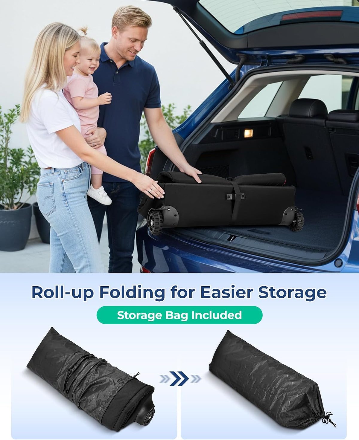 Padded Stroller Travel Bag with 2 Large Wheels, Extendable Handle