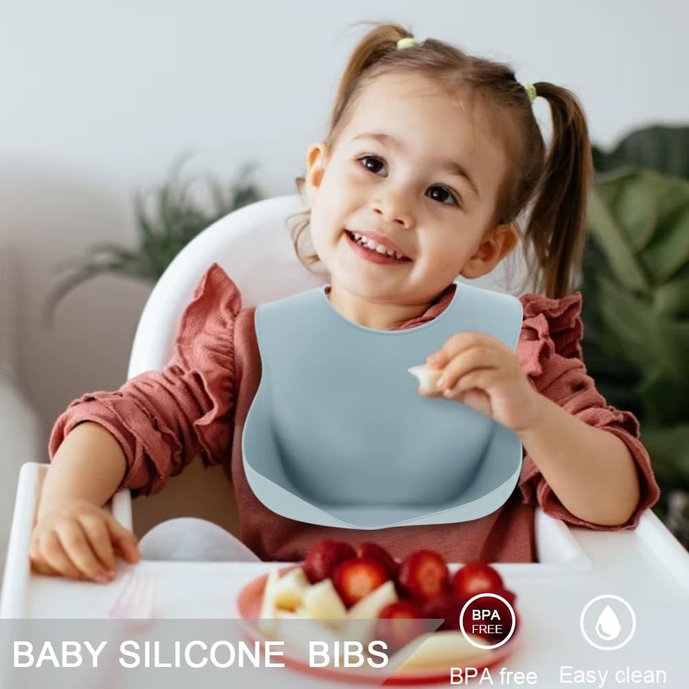 Silicone Baby Feeding Set – Pandaloo Collection, 11-Piece Baby-Led Weaning Set – Self-Feeding Kit for Babies & Toddlers – BPA-Free, Dishwasher Safe Feeding Essentials (Coastal Blue)
