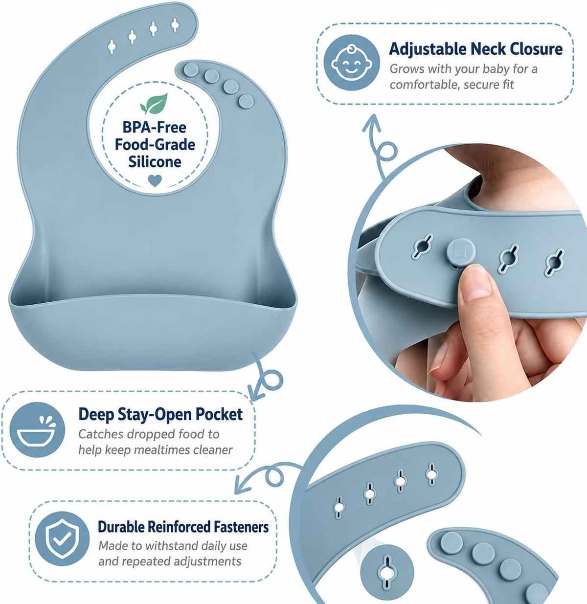 Silicone Baby Feeding Set – Pandaloo Collection, 11-Piece Baby-Led Weaning Set – Self-Feeding Kit for Babies & Toddlers – BPA-Free, Dishwasher Safe Feeding Essentials (Coastal Blue)