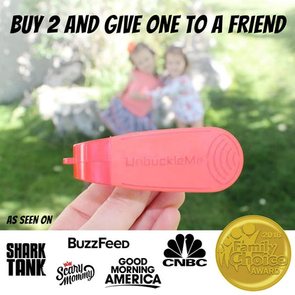 Car Seat Buckle Release Tool (As Seen on Shark Tank) - Easy Opener Aid for Arthritis, Long Nails, Older Kids - Button Pusher for Infant, Toddler, Convertible Car Seats (2 Pack, Blue & Red)