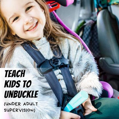 Car Seat Buckle Release Tool (As Seen on Shark Tank) - Easy Opener Aid for Arthritis, Long Nails, Older Kids - Button Pusher for Infant, Toddler, Convertible Car Seats (2 Pack, Blue & Red)
