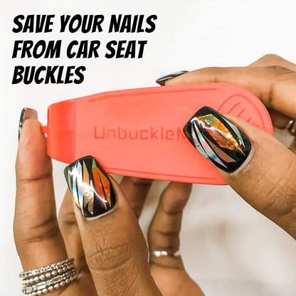 Car Seat Buckle Release Tool (As Seen on Shark Tank) - Easy Opener Aid for Arthritis, Long Nails, Older Kids - Button Pusher for Infant, Toddler, Convertible Car Seats (2 Pack, Blue & Red)