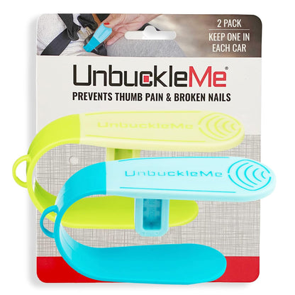 Car Seat Buckle Release Tool (As Seen on Shark Tank) - Easy Opener Aid for Arthritis, Long Nails, Older Kids - Button Pusher for Infant, Toddler, Convertible Car Seats (2 Pack, Blue & Red)