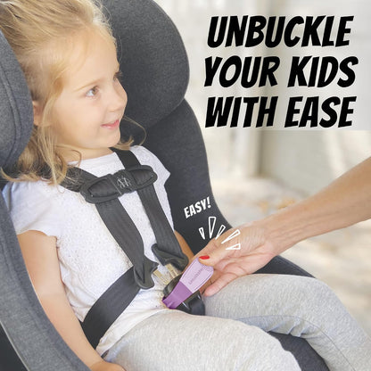 Car Seat Buckle Release Tool (As Seen on Shark Tank) - Easy Opener Aid for Arthritis, Long Nails, Older Kids - Button Pusher for Infant, Toddler, Convertible Car Seats (2 Pack, Blue & Red)