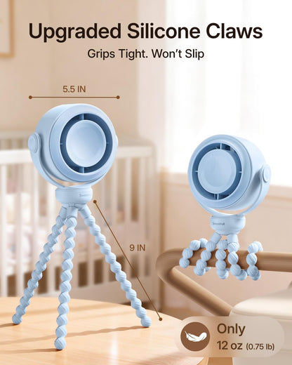 Portable Stroller Fan, Pinch-Proof Baby Fan - Cream