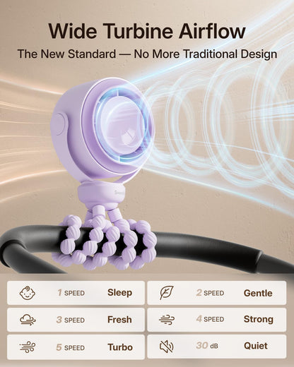 Portable Stroller Fan, Pinch-Proof Baby Fan - Cream