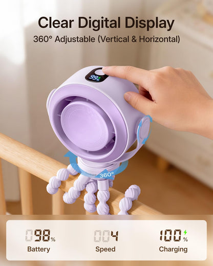 Portable Stroller Fan, Pinch-Proof Baby Fan - Cream