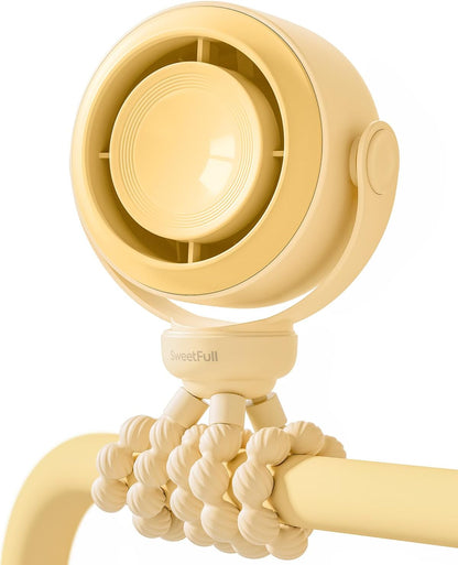 Portable Stroller Fan, Pinch-Proof Baby Fan - Cream