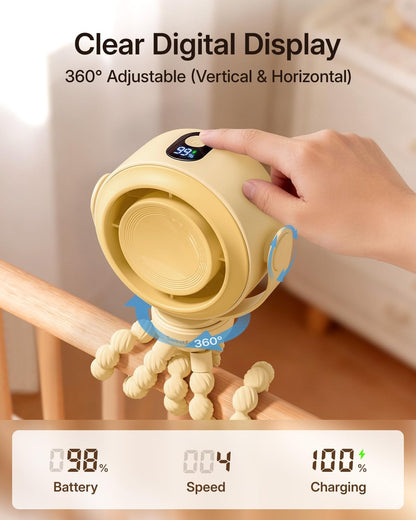 Portable Stroller Fan, Pinch-Proof Baby Fan - Cream