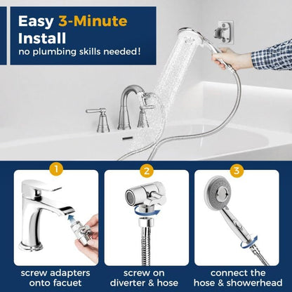 Filter Dog Shower-Attachment for Bathtub-Faucet - ON/OFF Shower Head Attaches to Tub Spout, Pet Wash Hose Sink Sprayer (5 Adapters), Bathroom Kitchen Tap Extension for Hair Washing & Baby Bath