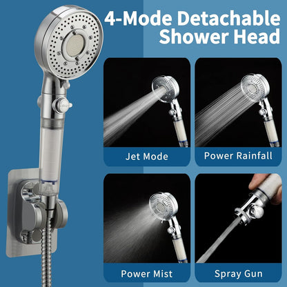 Filter Dog Shower-Attachment for Bathtub-Faucet - ON/OFF Shower Head Attaches to Tub Spout, Pet Wash Hose Sink Sprayer (5 Adapters), Bathroom Kitchen Tap Extension for Hair Washing & Baby Bath