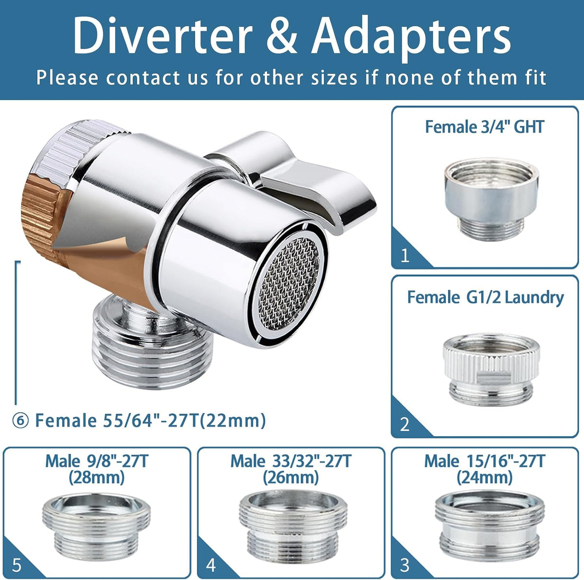 Filter Dog Shower-Attachment for Bathtub-Faucet - ON/OFF Shower Head Attaches to Tub Spout, Pet Wash Hose Sink Sprayer (5 Adapters), Bathroom Kitchen Tap Extension for Hair Washing & Baby Bath
