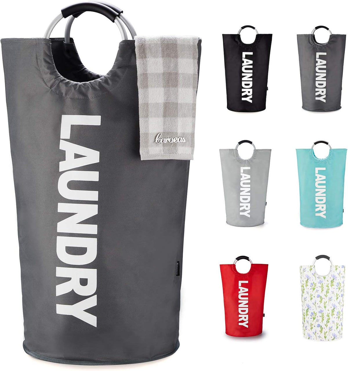 90L Light Laundry Basket (13 Colors), Waterproof Laundry Hamper, Laundry Bag with Padded Handles, Clothes Hamper, Collapsible Laundry Basket Easy Storage
