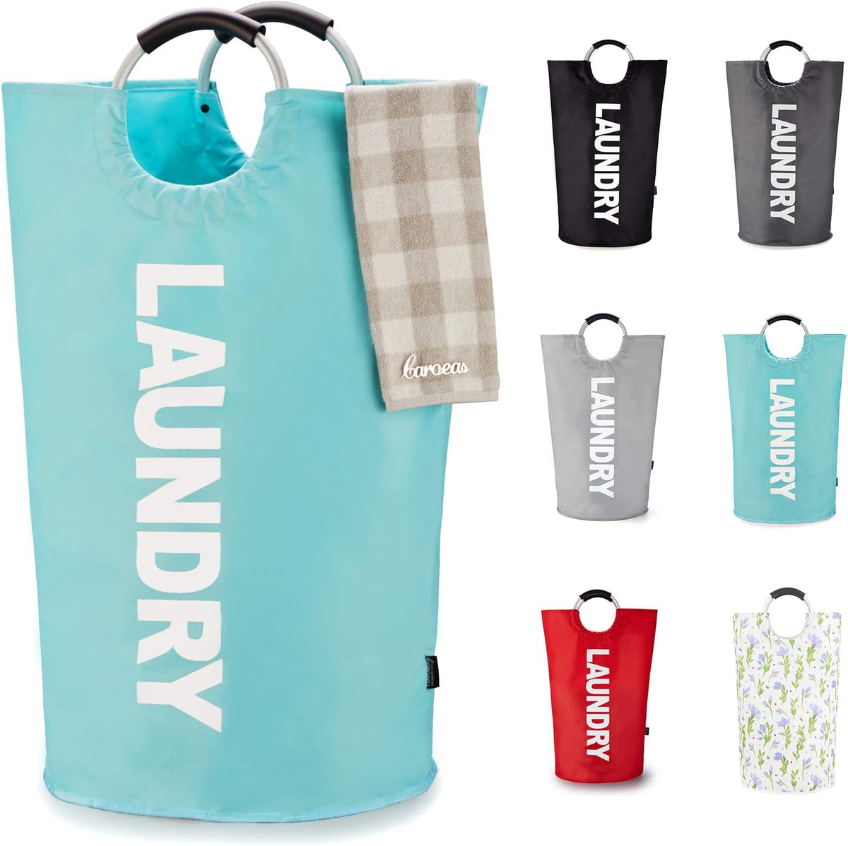 90L Light Laundry Basket (13 Colors), Waterproof Laundry Hamper, Laundry Bag with Padded Handles, Clothes Hamper, Collapsible Laundry Basket Easy Storage