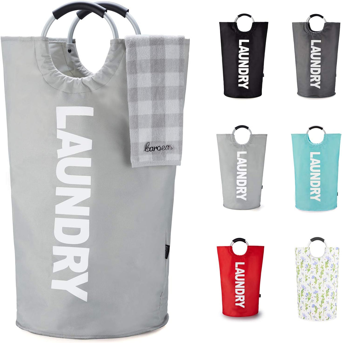 90L Light Laundry Basket (13 Colors), Waterproof Laundry Hamper, Laundry Bag with Padded Handles, Clothes Hamper, Collapsible Laundry Basket Easy Storage