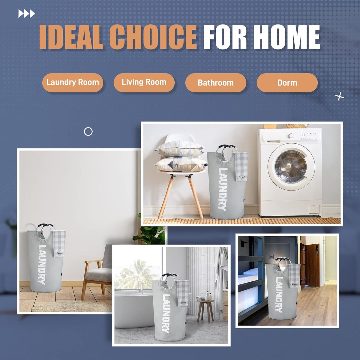 90L Light Laundry Basket (13 Colors), Waterproof Laundry Hamper, Laundry Bag with Padded Handles, Clothes Hamper, Collapsible Laundry Basket Easy Storage