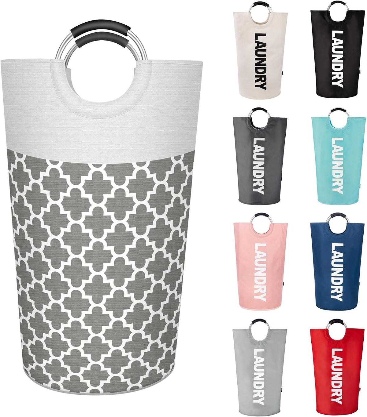 90L Light Laundry Basket (13 Colors), Waterproof Laundry Hamper, Laundry Bag with Padded Handles, Clothes Hamper, Collapsible Laundry Basket Easy Storage