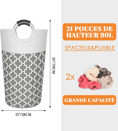 90L Light Laundry Basket (13 Colors), Waterproof Laundry Hamper, Laundry Bag with Padded Handles, Clothes Hamper, Collapsible Laundry Basket Easy Storage