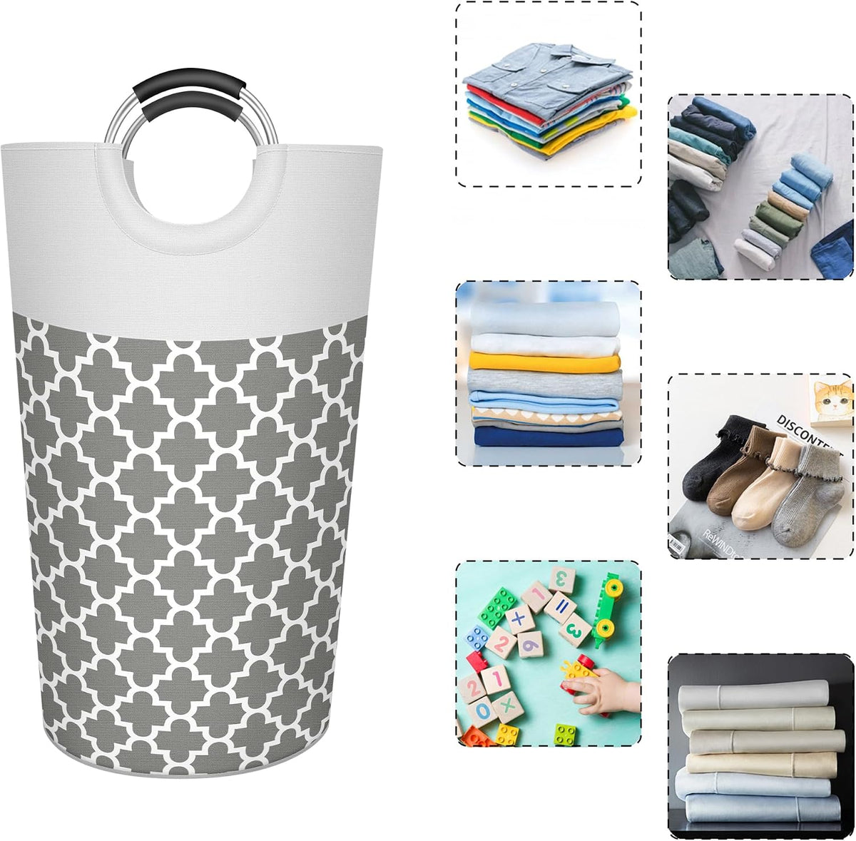90L Light Laundry Basket (13 Colors), Waterproof Laundry Hamper, Laundry Bag with Padded Handles, Clothes Hamper, Collapsible Laundry Basket Easy Storage