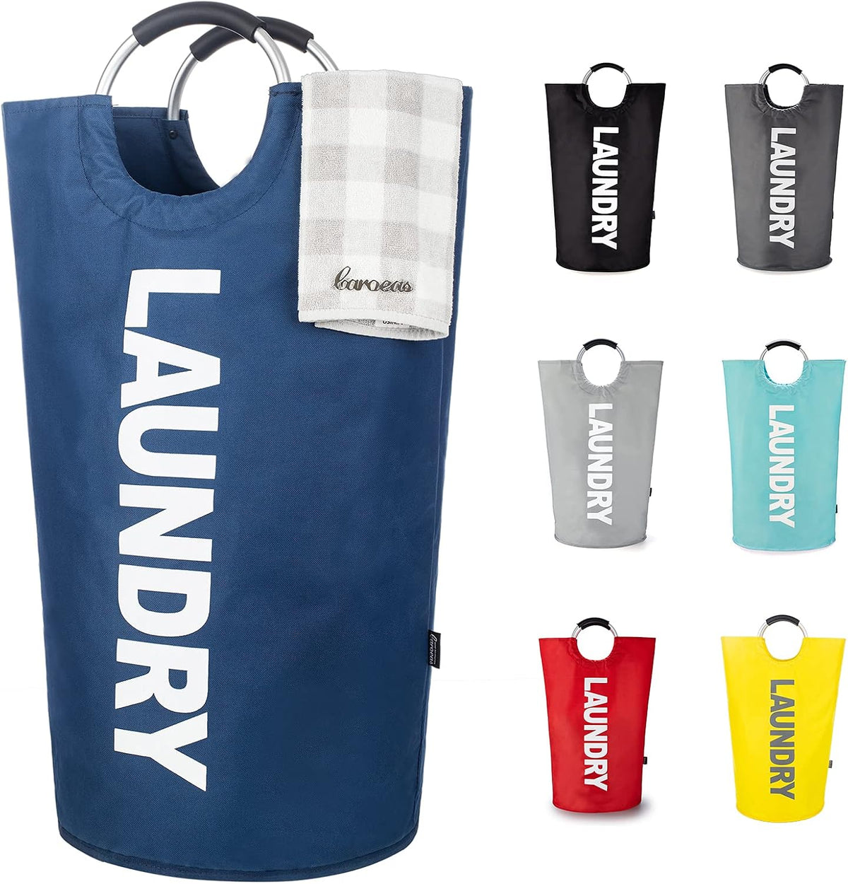 90L Light Laundry Basket (13 Colors), Waterproof Laundry Hamper, Laundry Bag with Padded Handles, Clothes Hamper, Collapsible Laundry Basket Easy Storage