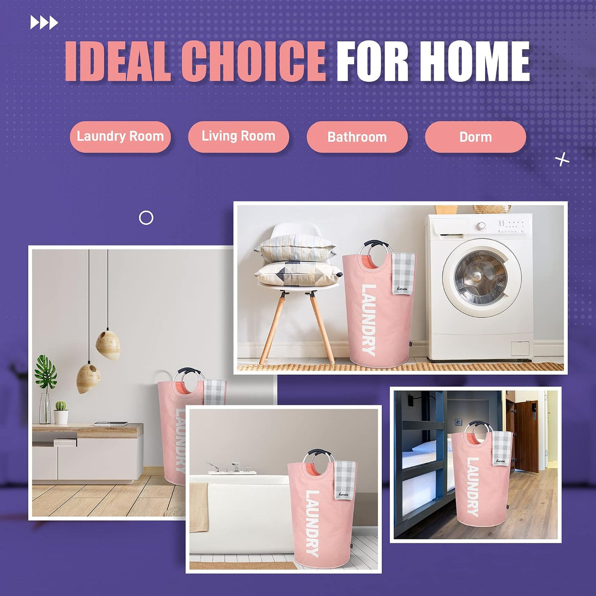 90L Light Laundry Basket (13 Colors), Waterproof Laundry Hamper, Laundry Bag with Padded Handles, Clothes Hamper, Collapsible Laundry Basket Easy Storage